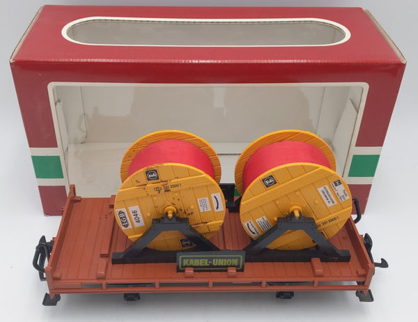 LGB 4002 G Scale Kabel Union Flatcar with Cable Reels EX/Box – Trainz