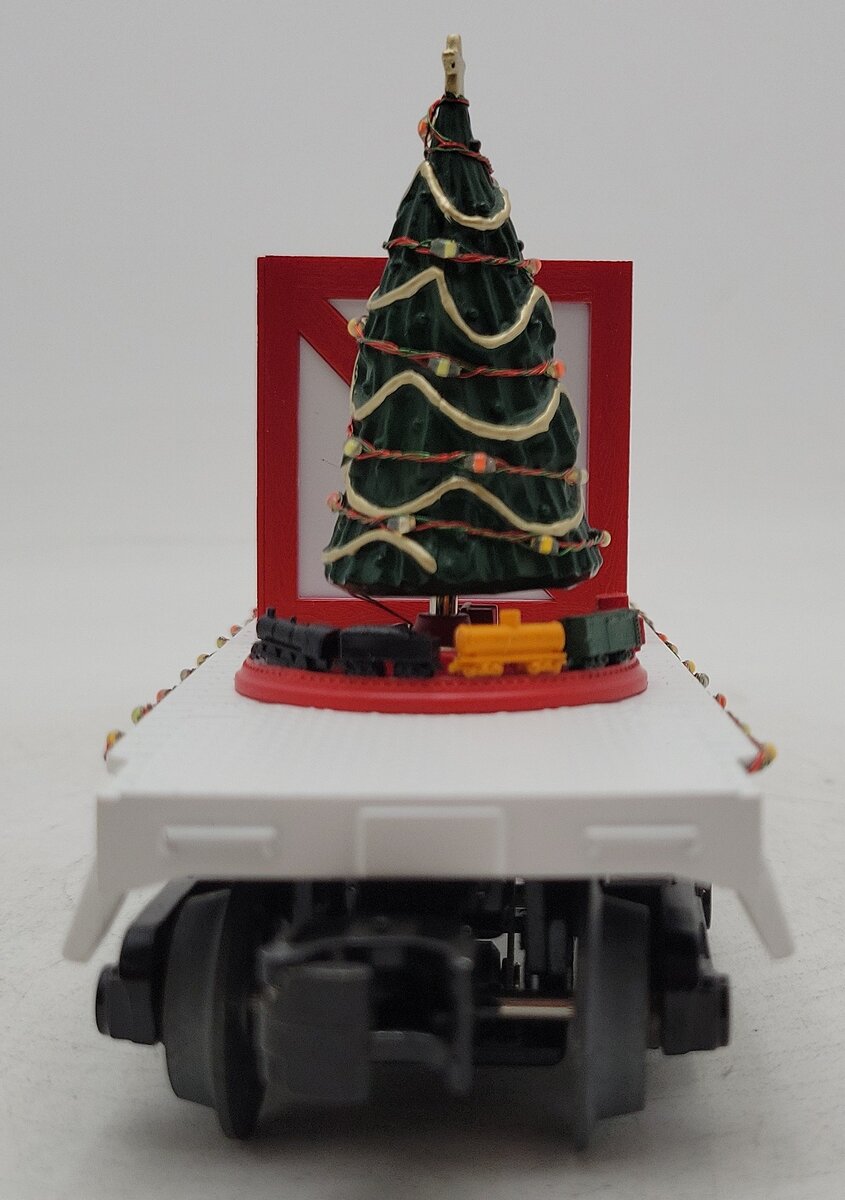 MTH 30-76685 O Christmas Flat Car with Lighted White Christmas Trees  LN/Box