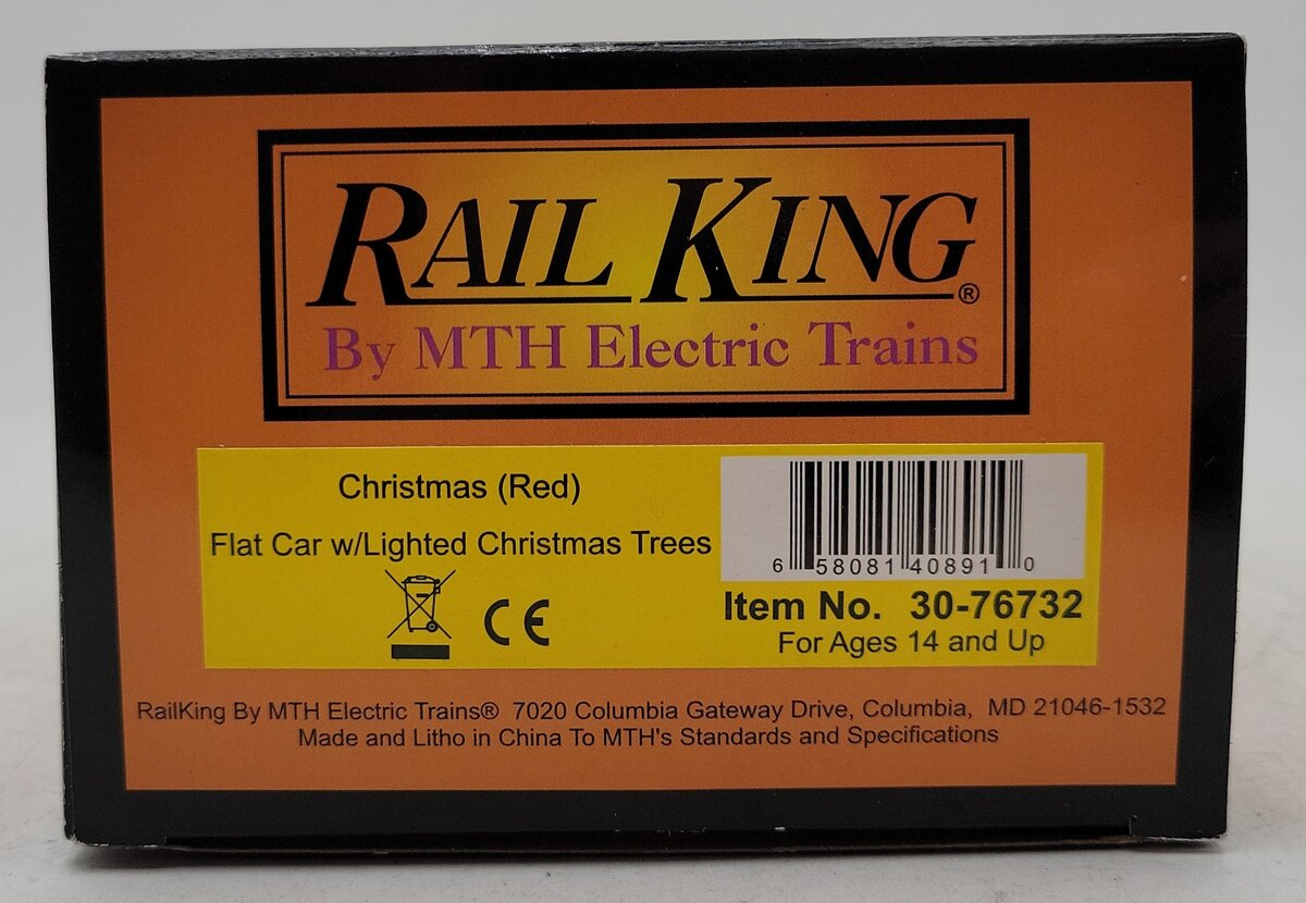 MTH 30-76732 O Christmas Flatcar with Lighted Christmas Trees #120018 LN/Box