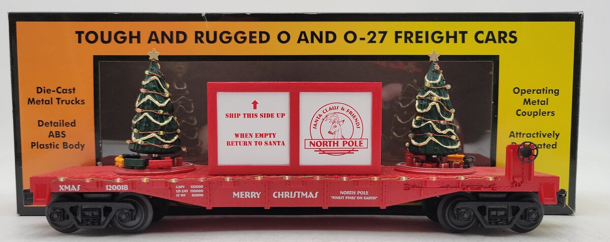 MTH 30-76732 O Christmas Flatcar with Lighted Christmas Trees #120018 LN/Box