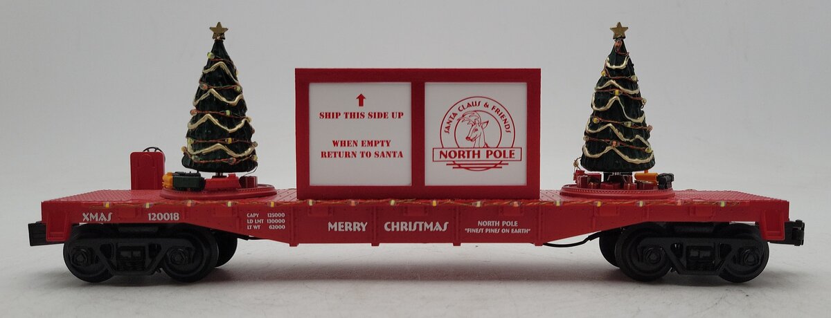 MTH 30-76732 O Christmas Flatcar with Lighted Christmas Trees #120018 LN/Box