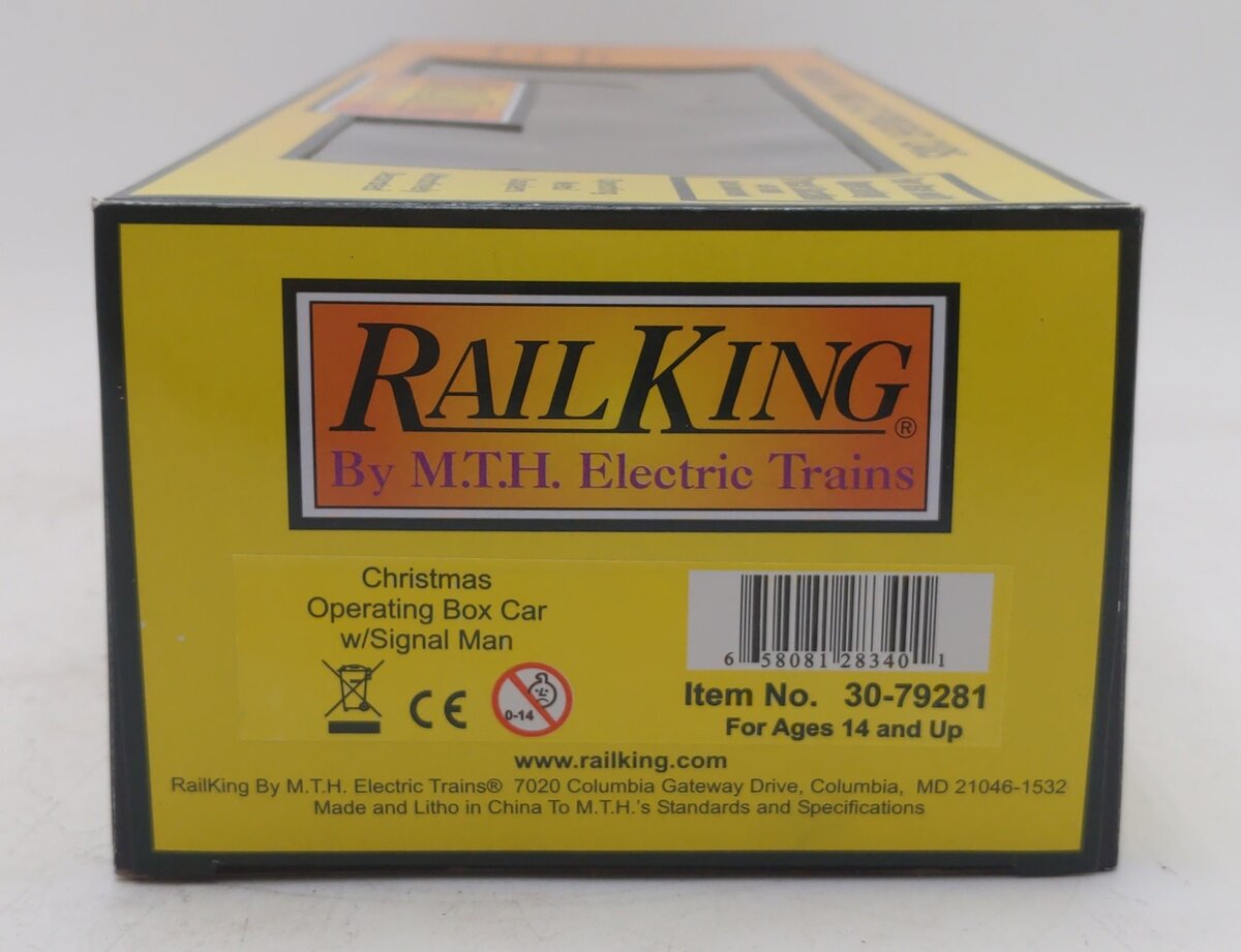 MTH 30-79281 Christmas Operating Box Car w/Signal Man LN/Box