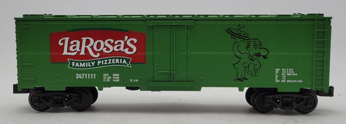 MTH 30-78237 O Gauge La Rosa's Pizza Reefer Car #3471111 LN/Box