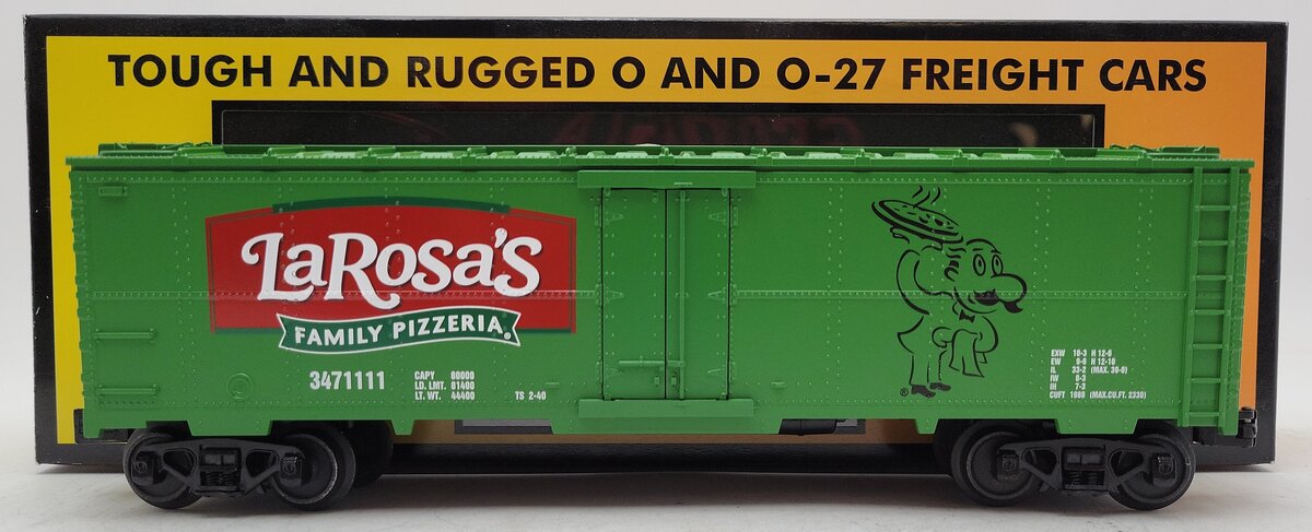 MTH 30-78237 O Gauge La Rosa's Pizza Reefer Car #3471111 LN/Box