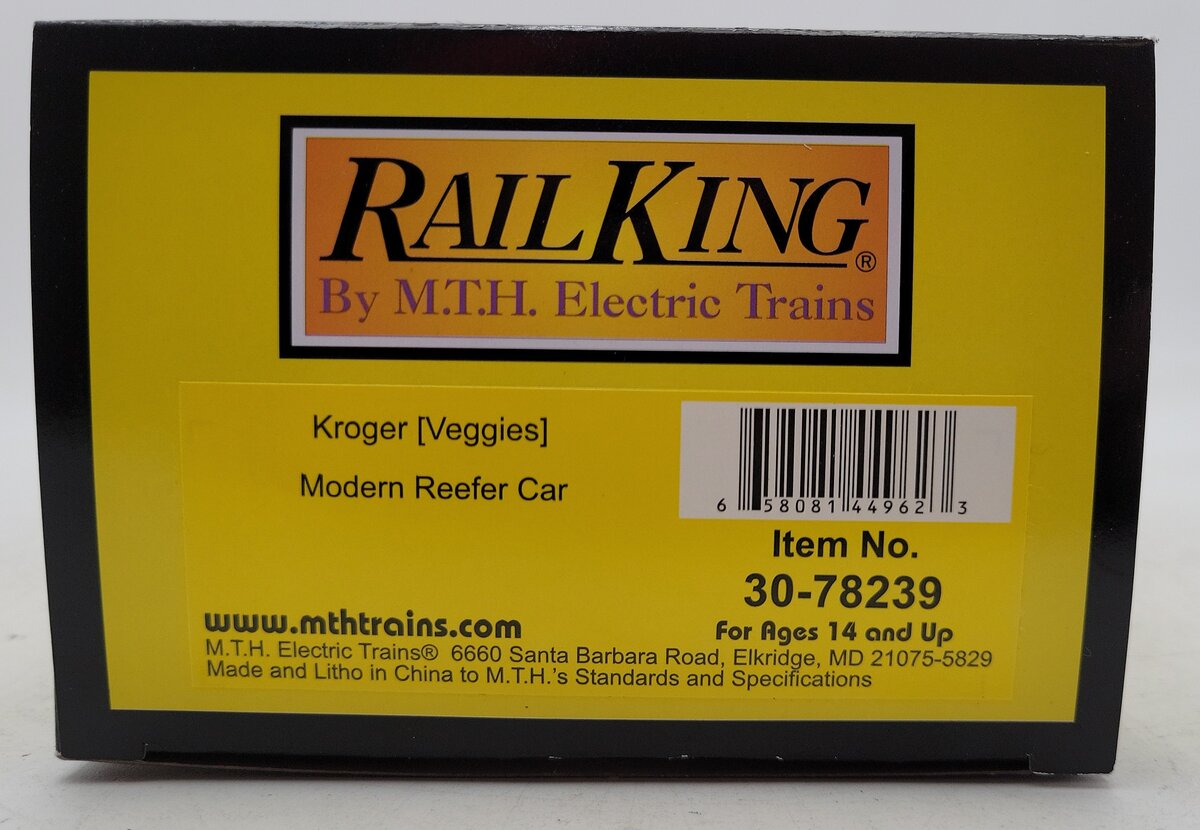 MTH 30-78239 O Gauge Kroger "Veggies" Modern Reefer Car #1883 LN/Box