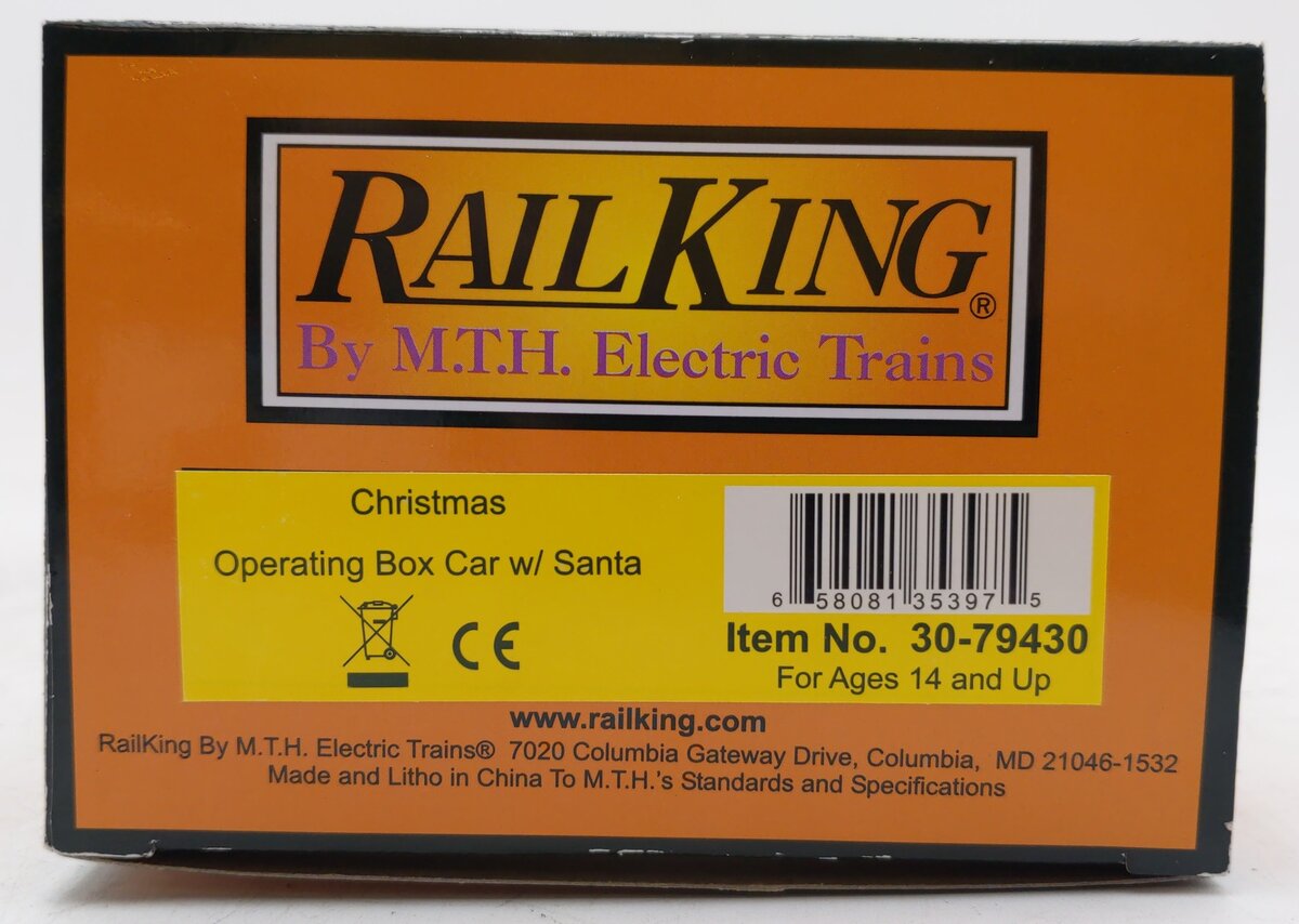 MTH 30-79430 O-27 Christmas Operating Boxcar w/Santa LN/Box
