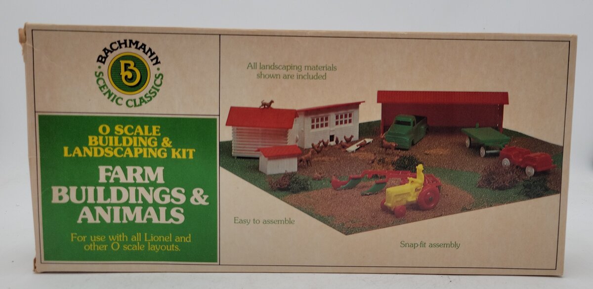 Bachmann 1981 O Plasticville Farm Buildings & Animals Classic Building Kit NIB