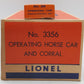 Lionel 3356 Vintage O Santa Fe Operating Horse Car & Platform EX/Box