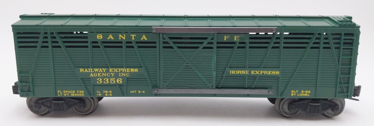 Lionel 3356 Vintage O Santa Fe Operating Horse Car & Platform EX/Box