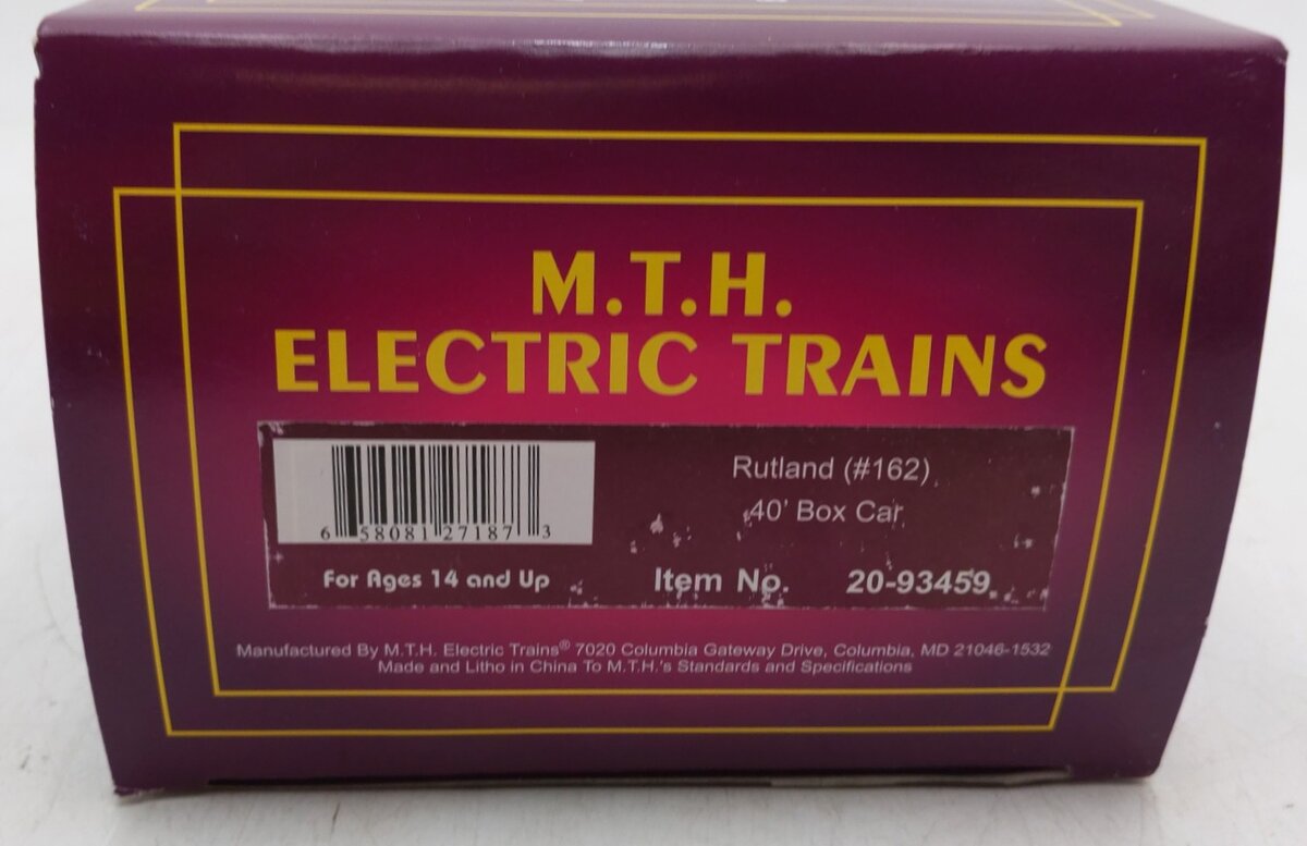 MTH 20-93459 O Gauge Rutland 40' Box Car #162 LN/Box