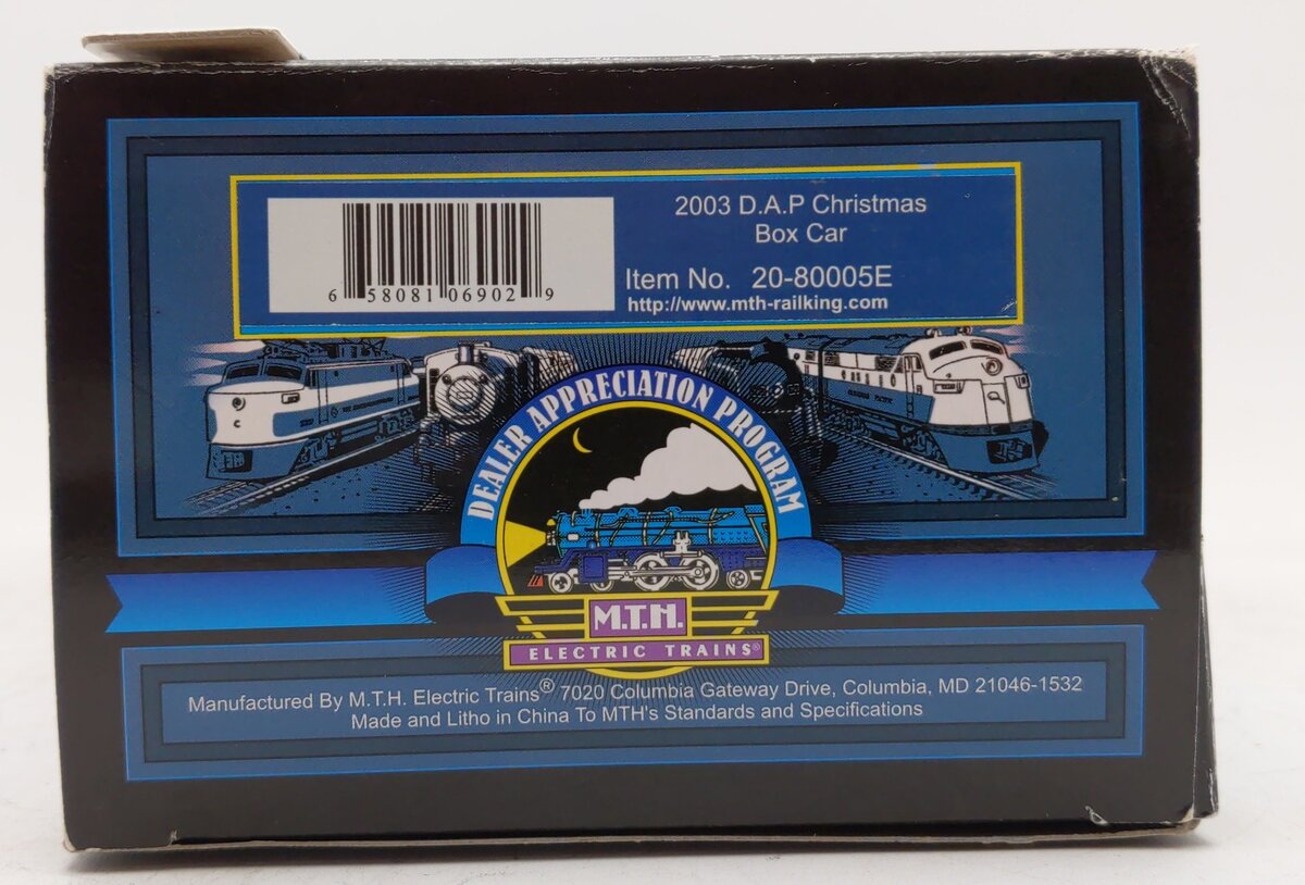 MTH 20-80005E O Gauge DAP Christmas Box Car LN/Box