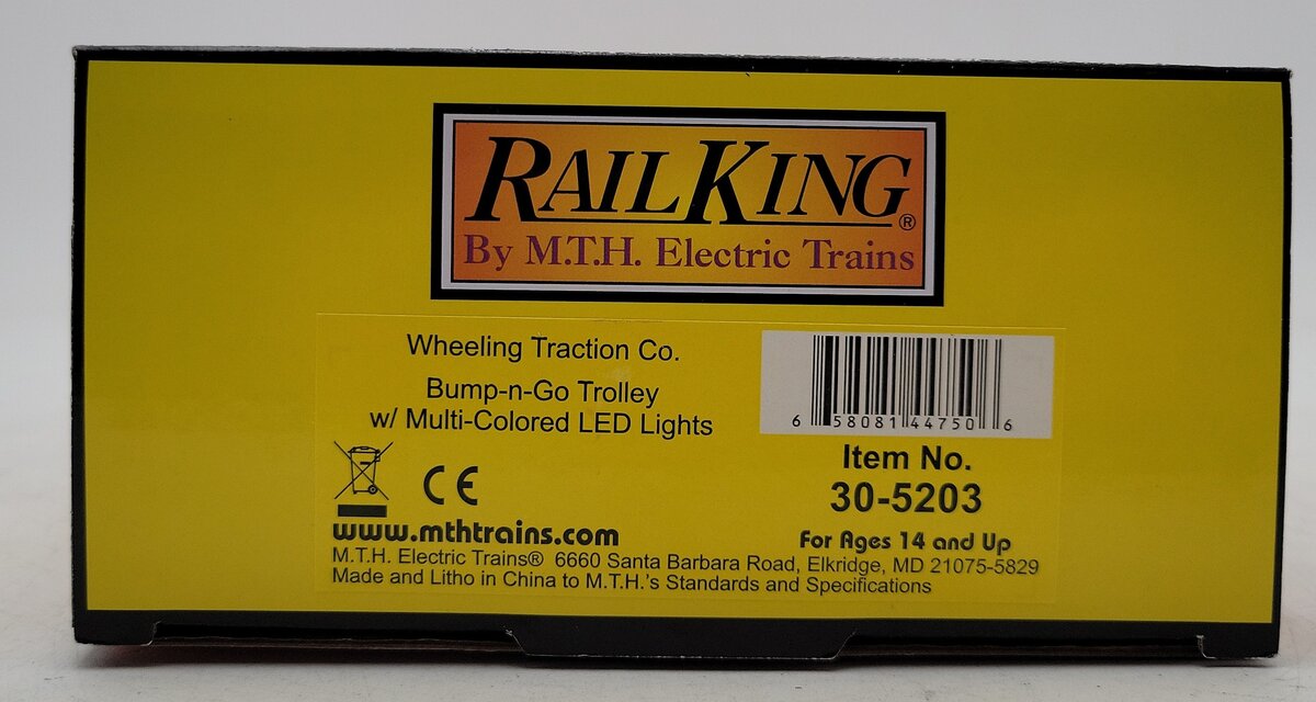 MTH 30-5203 O Gauge Wheeling Traction Company Bump-n-Go Trolley #41 NIB