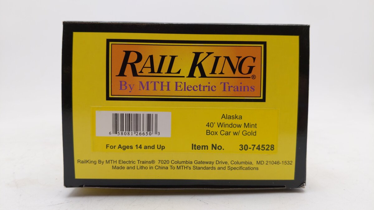 MTH 30-74528 Alaska 40' Window Mint Boxcar w/Gold LN/Box