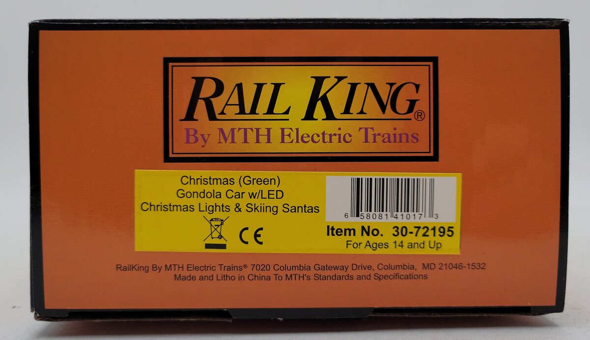 MTH 30-72195 O Christmas Gondola Car with LED Christmas Lights & Sking Santas LN/Box