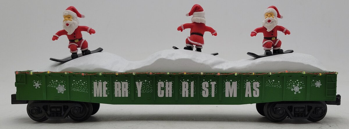 MTH 30-72195 O Christmas Gondola Car with LED Christmas Lights & Sking Santas LN/Box