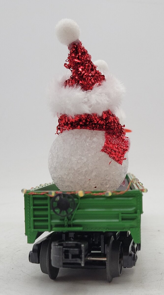 MTH 30-72211 O Christmas Green Gondola w/ LED Xmas Lights & Lighted Snowmen LN/Box