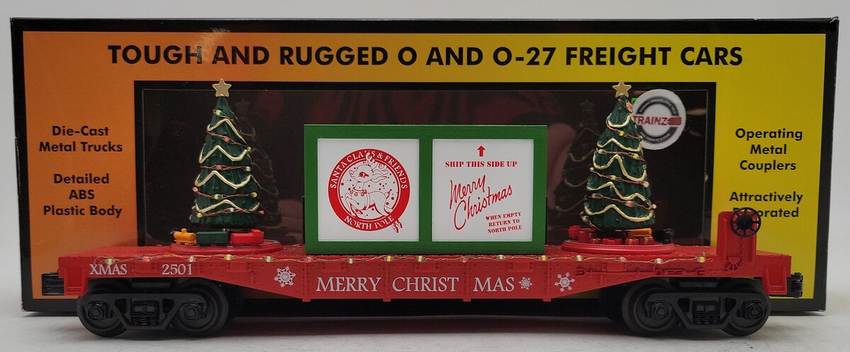 MTH 30-76772 O Gauge Christmas Flatcar w/Lighted Christmas Trees #2501 LN/Box
