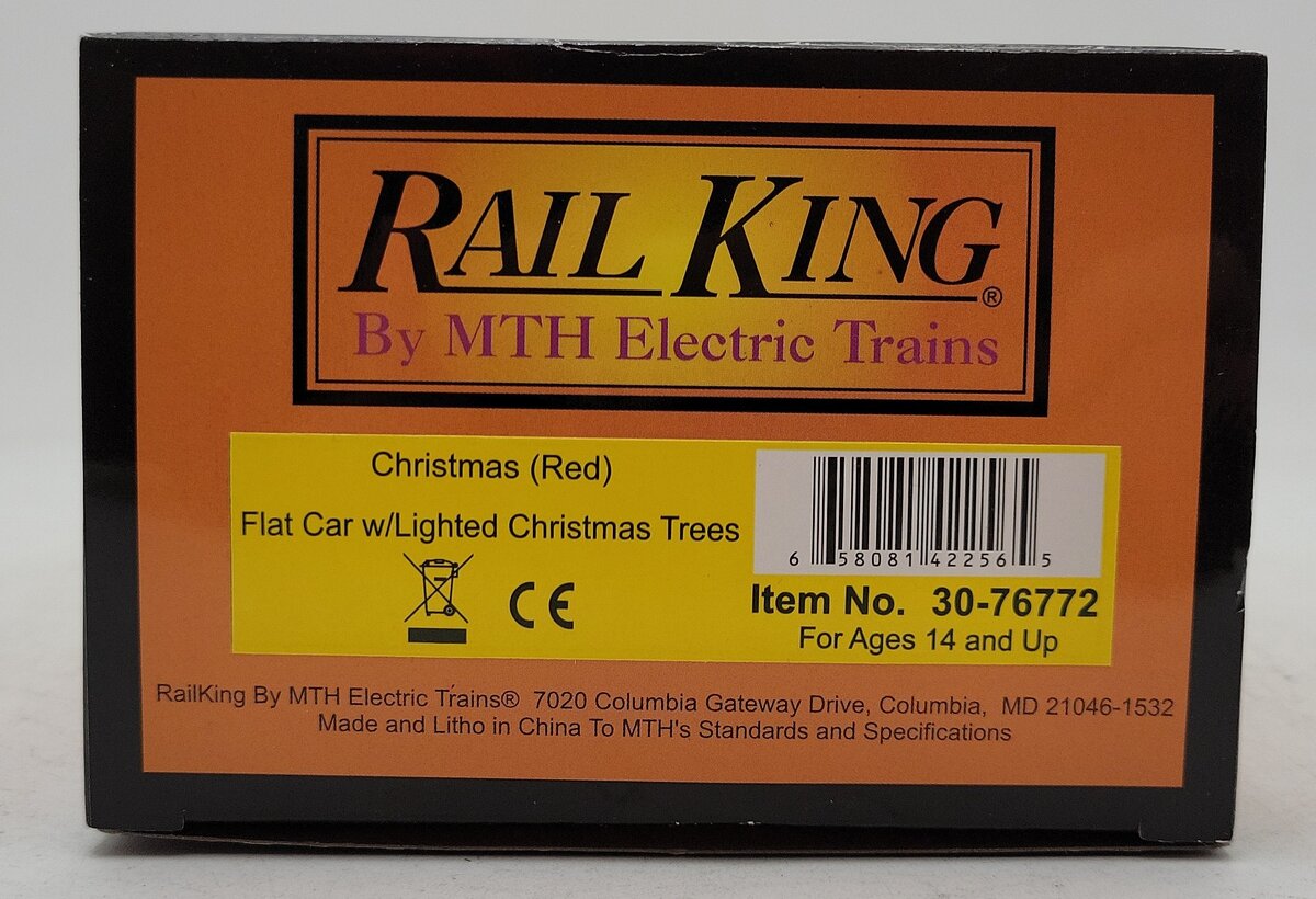 MTH 30-76772 O Gauge Christmas Flatcar w/Lighted Christmas Trees #2501