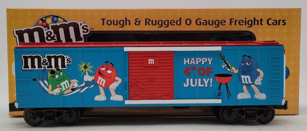 MTH 30-74642 O Gauge M&M's 4th of July Boxcar w/Blinking Light