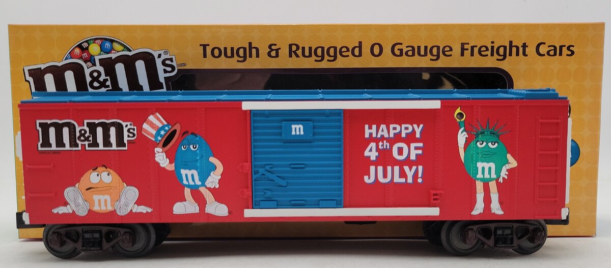 MTH 30-74598 O Gauge M&M's 4th of July Boxcar w/Blinking LED LN/Box