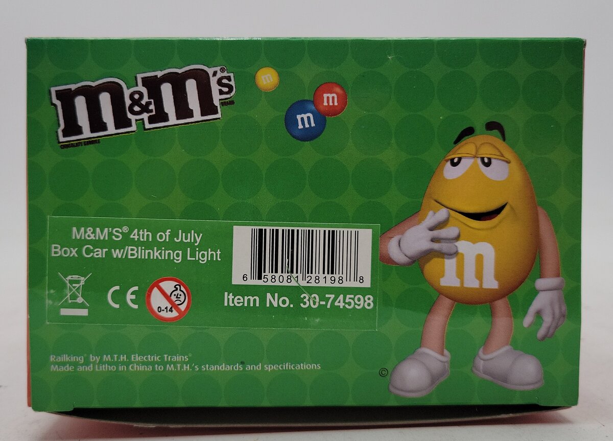 MTH 30-74598 O Gauge M&M's 4th of July Boxcar w/Blinking LED LN/Box