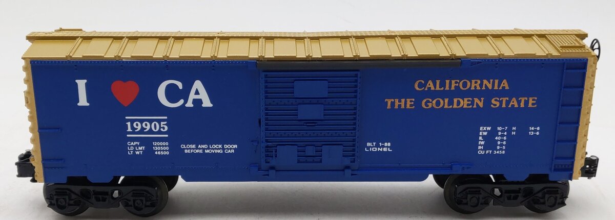 Lionel 6-19905 O Gauge I Love California Boxcar EX/Box