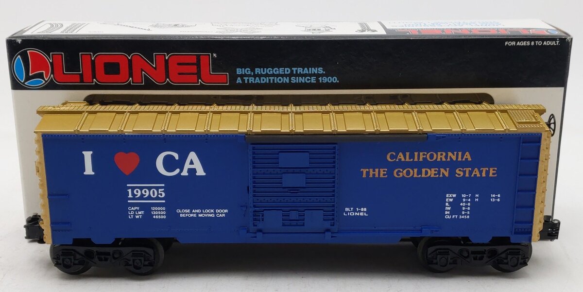Lionel 6-19905 O Gauge I Love California Boxcar EX/Box