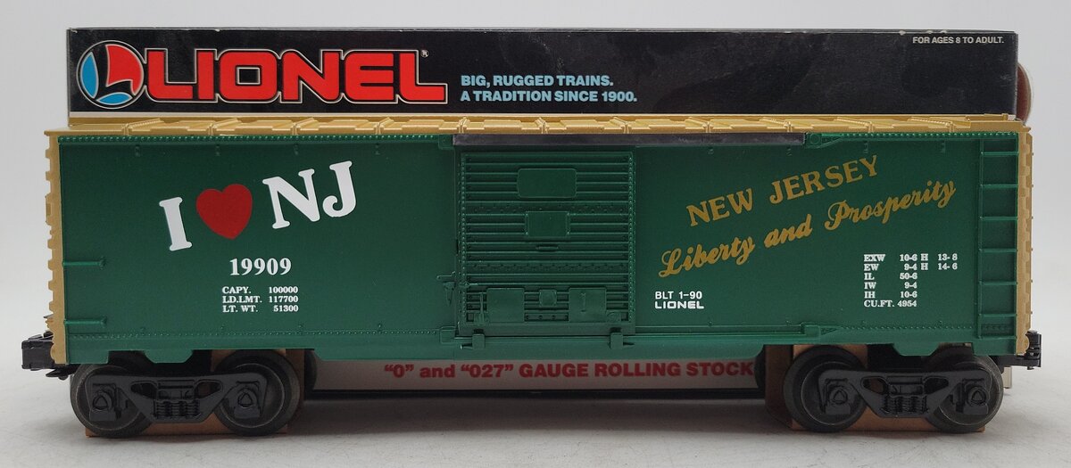 Lionel 6-19909 O Gauge I Love New Jersey Boxcar LN/Box