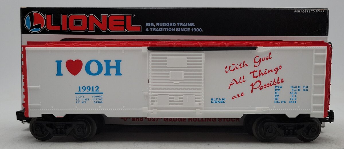 Lionel 6-19912 O Gauge I Love Ohio Boxcar #19912 LN/Box