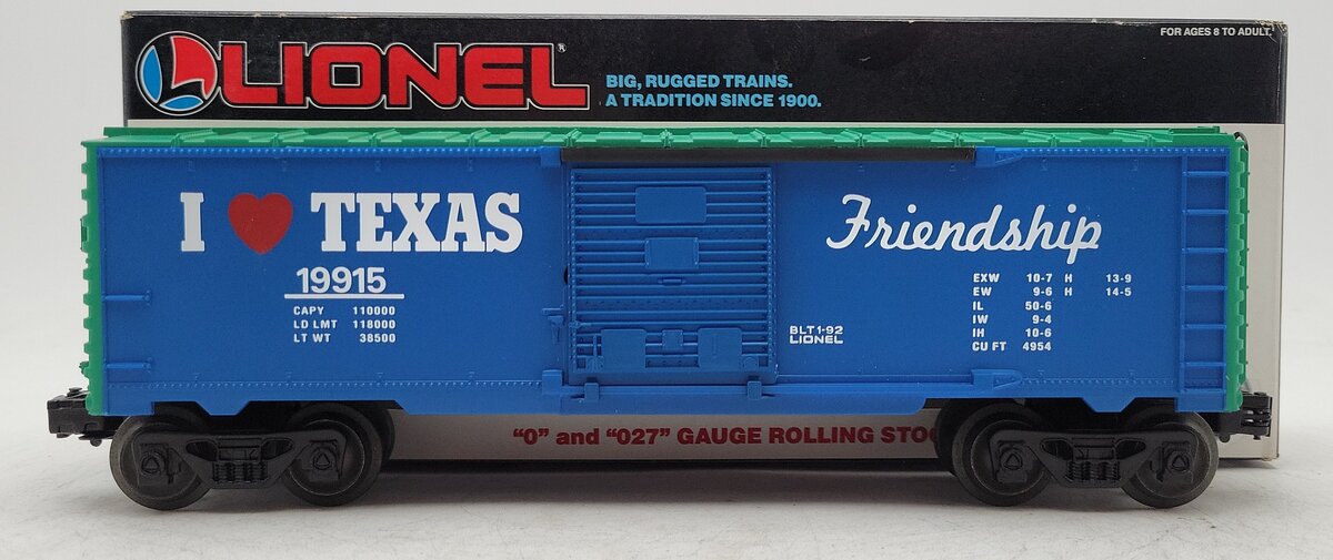 Lionel 6-19915 O Gauge I Love Texas Boxcar LN/Box