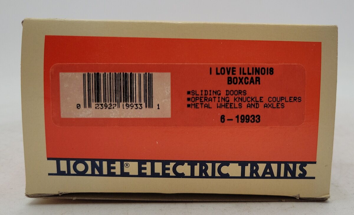 Lionel 6-19933 O Gauge I Love Illinois Boxcar #19933 LN/Box