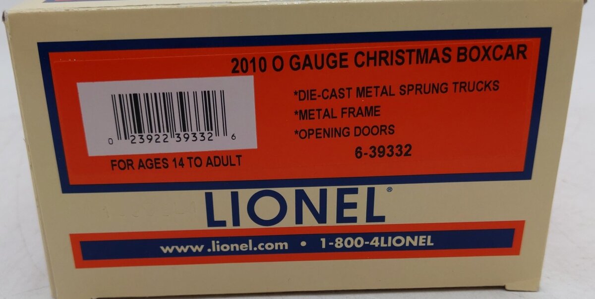 Lionel 6-39332 O Gauge 2010 Christmas Boxcar LN/Box