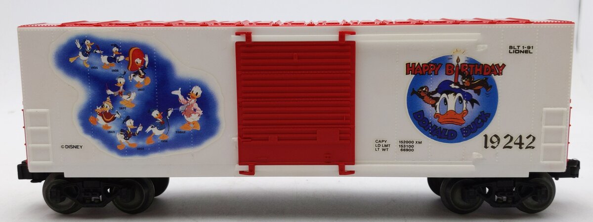 Lionel 6-19242 O Gauge Disney Donald Duck 50th Anniversary Hi Cube Boxcar #19242 LN/Box