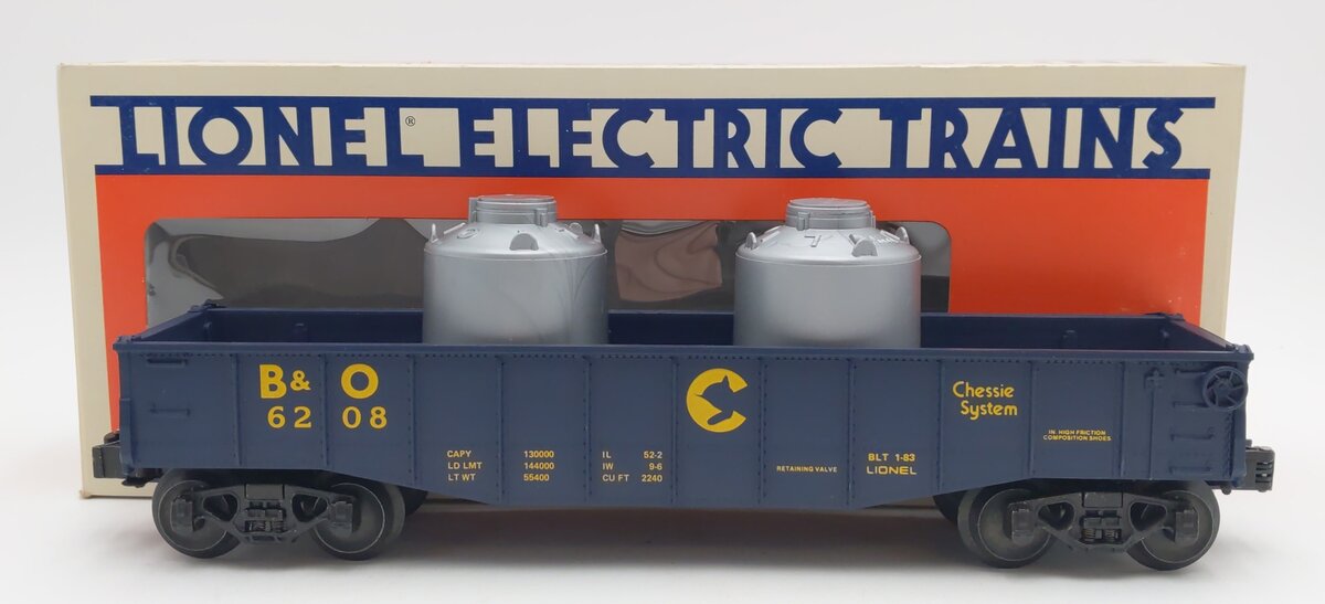 Lionel 6-6208 O Gauge Chessie Gondola with Canisters #6208 NIB