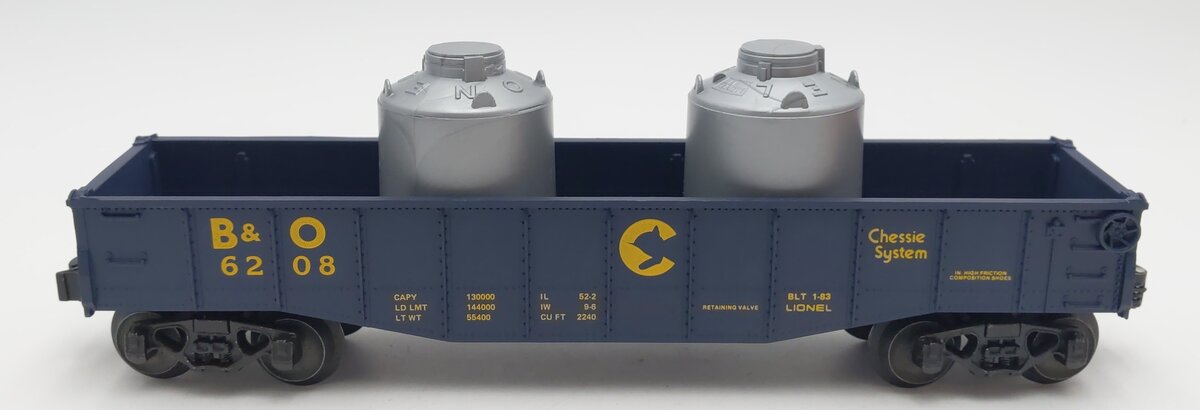 Lionel 6-6208 O Gauge Chessie Gondola with Canisters #6208 NIB