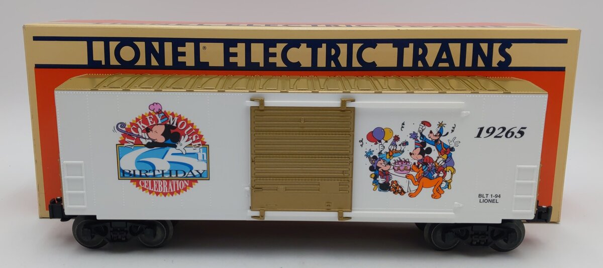 Lionel 6-19265 O Gauge Mickeys 65th Birthday Hi-Cube Boxcar LN/Box