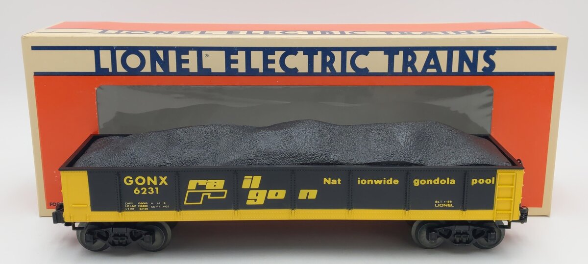 Lionel 6-6231 O Gauge Railgon Gondola #6231 w/ Coal Load NIB