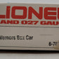Lionel 6-7809 O Gauge Vernors Boxcar #7809 LN/Box
