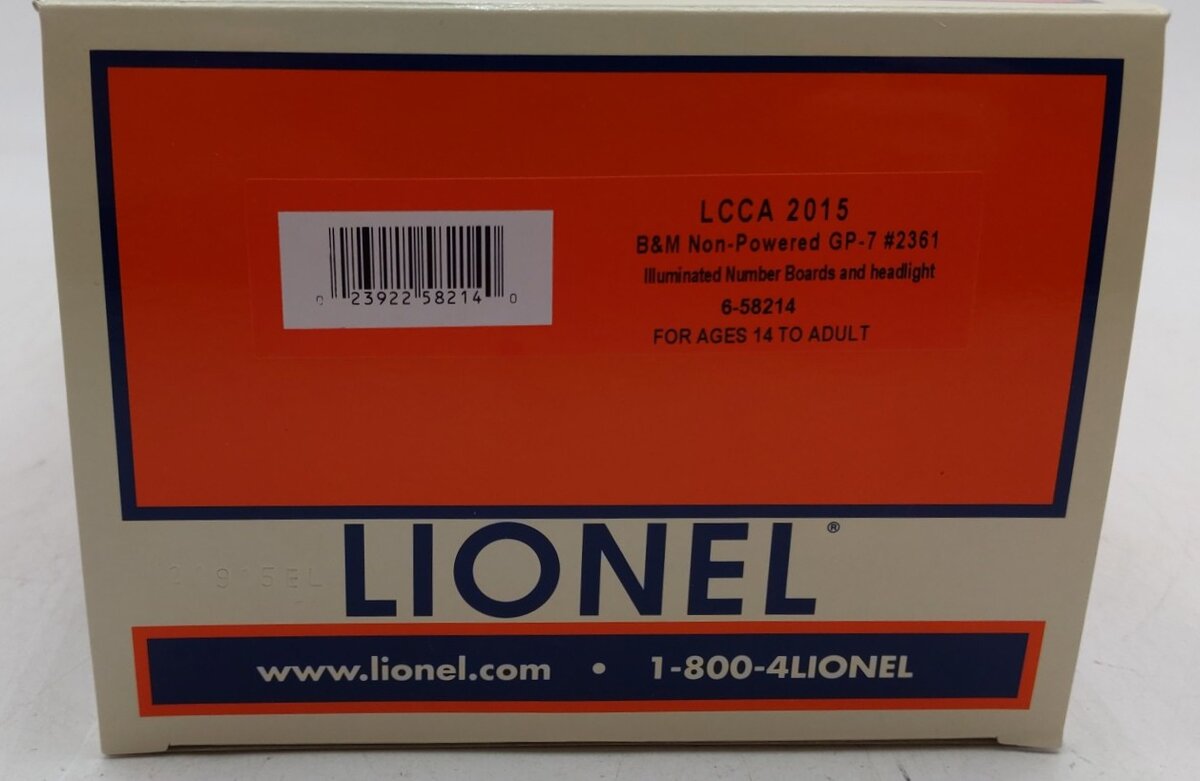 Lionel 6-58214 LCCA B&M Non-Powered GP-7 Diesel Locomotive #2361 LN/Box