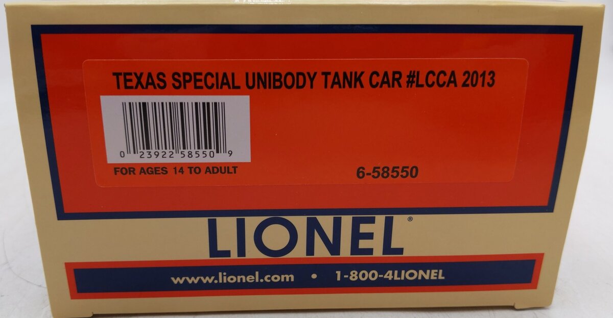 Lionel 6-58550 O Gauge MLR Texas Special Unibody Tank Car #301245 LN/Box