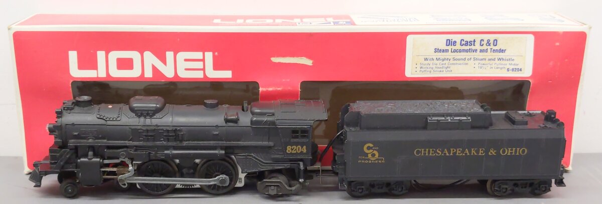 Lionel 6-8204 O Chesapeake & Ohio 4-4-2 Steam Locomotive & Tender VG/Box