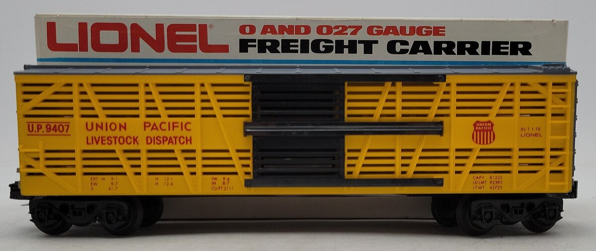 Lionel 6-9407 O Gauge Union Pacific Stock Car #9407 LN/Box