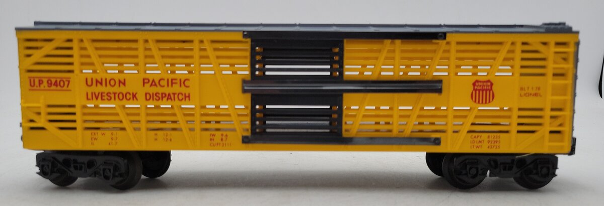 Lionel 6-9407 O Gauge Union Pacific Stock Car #9407 LN/Box
