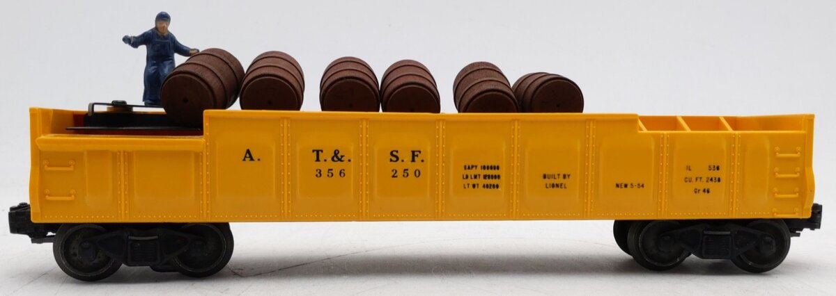 Lionel 3562-50 Vintage O Yellow AT&SF Operating Barrel Car- Unpainted Version EX