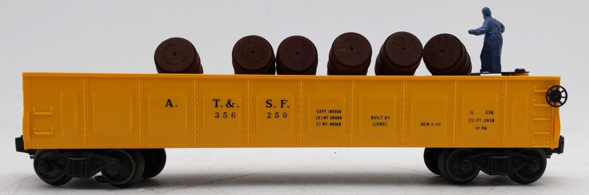 Lionel 3562-50 Vintage O Yellow AT&SF Operating Barrel Car- Unpainted Version EX