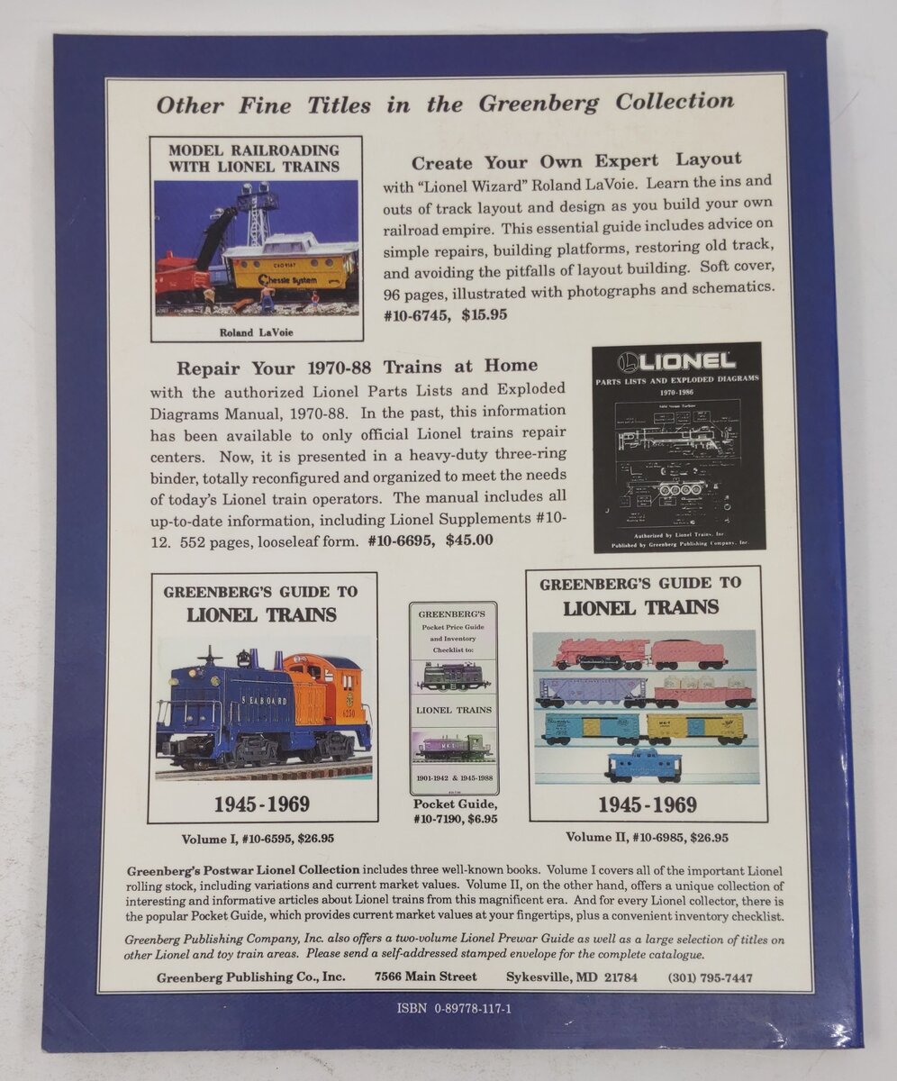 Greenberg's Guide to Lionel Trains with 1989, 1970-88 Supplement Paperback Book VG
