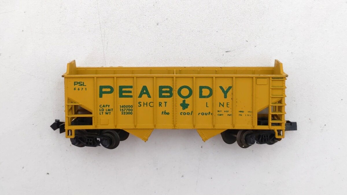 Atlas 2244 N Scale Peabody Short Line Open Hopper #6671 EX/Box