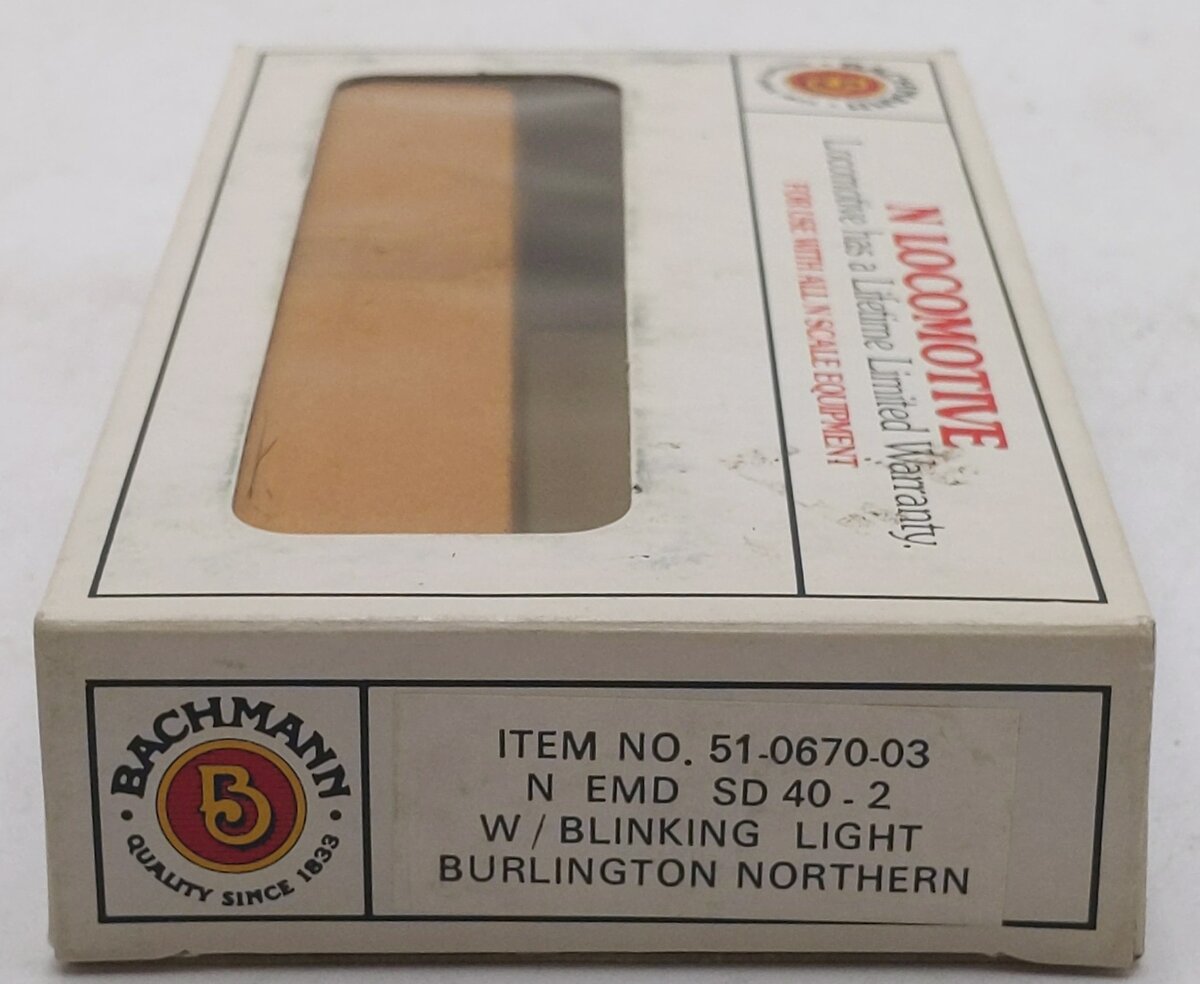 Bachmann 51-0670-03 N Burlington Northern SD 40-2 Diesel Locomotive- custom EX/Box