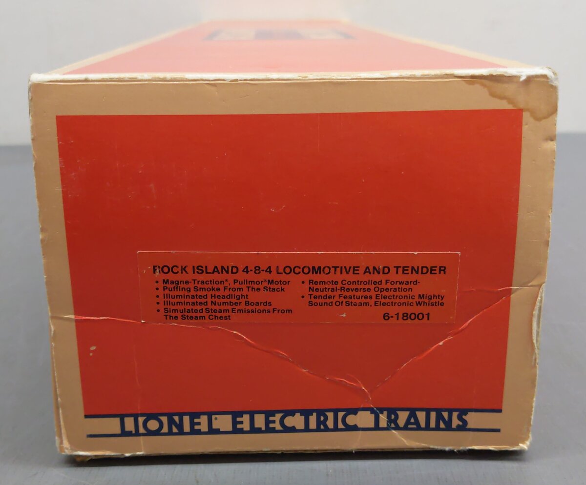 Lionel 6-18001 O Gauge Rock Island 4-8-4 Steam Locomotive & Tender #5100 VG/Box