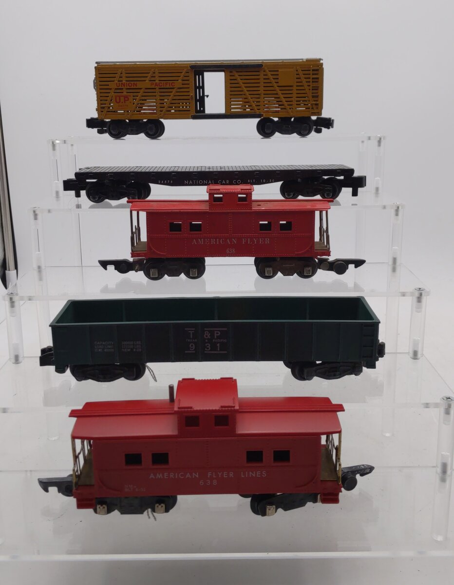 American Flyer Vintage S Postwar Freight Cars # 24076, 24575, 638, 931 & 638 [5] EX